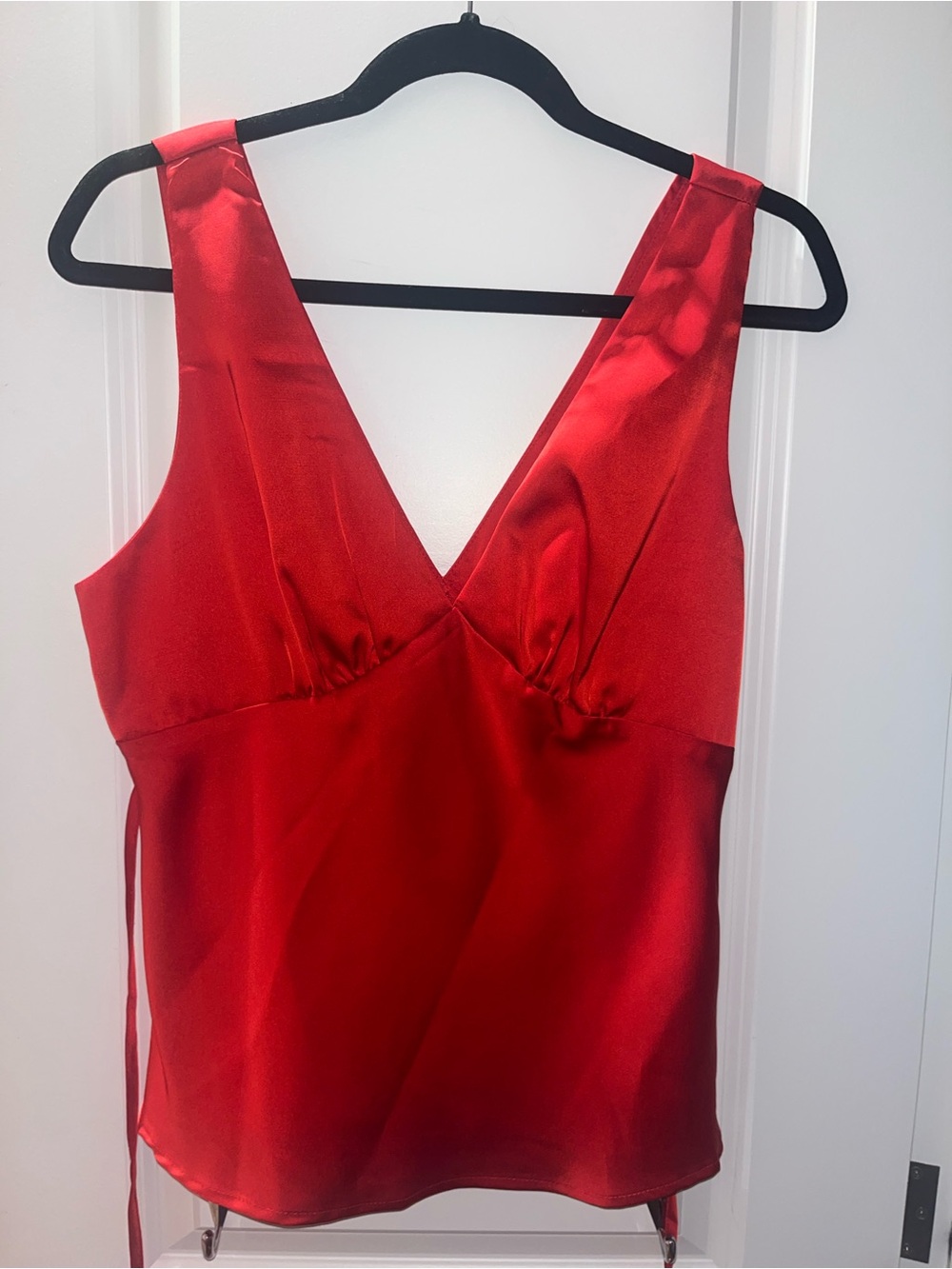 Red Satin V-Neck Women's Camisole